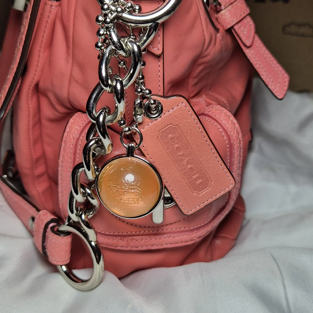 Coach Pink Leather Shoulder Bag with Chain Strap